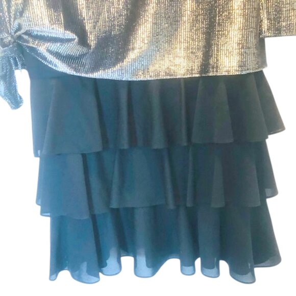 Silver Metallic Black Sheath Dress 14 - Picture 2 of 7